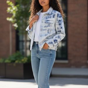 Black Tape Denim Tie-Dye Jacket Size M Blue/White NWT